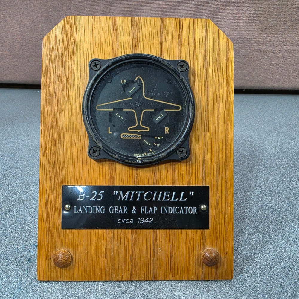 B-25 Mitchell Aircraft Flaps Indicator Instrument Gauge Vintage Aviation Display
